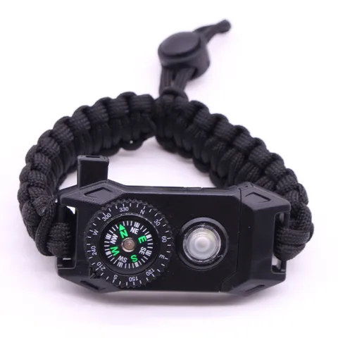 Multifunctional Outdoor Survival Paracord Bracelet With LED Light Compass Whistle Nylon Camping Hiking Gear