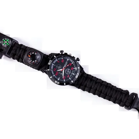 Outdoor Survival Paracord Watch Multifunctional Tactical Emergency Watch With Compass Flint