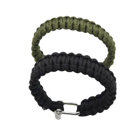Outdoor Survival Parachute Cord Bracelet With Zinc Alloy U Shaped Shackle Men Woven Rope Survival Bracelet Jewelry