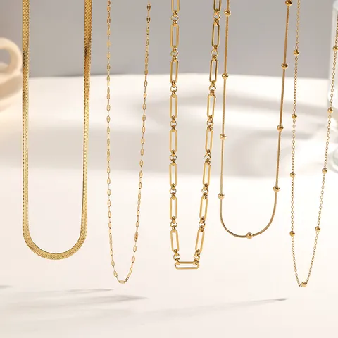 18K Gold Plated Stainless Steel Chain Necklace Minimalist Titanium Steel Naked Necklace For Women High Quality Jewelry