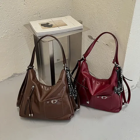Vintage PU Leder Tragetasche Mit Großer Kapazität Für Damen Retro Pendler Schultertasche Lässige Umhängetasche Minimalistische Handtasche