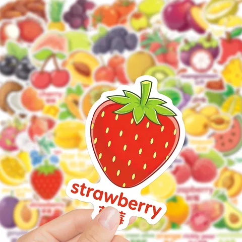 Autocollants Anglais de Fruits de Dessin Animé DécalcomANIES PVC Imperméables Pour DIY Scrapbook Journal Papeterie Ordinateur Portable Bouteille d'Eau