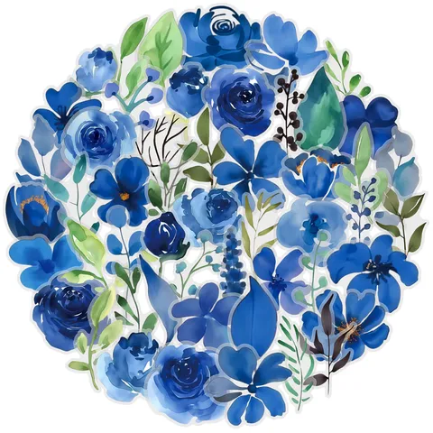 Autocollants PET de Fleurs à l'Encre Bleue Transparent Imperméable Décoratif Autocollant Pour Journal DIY Scrapbooking Artisanat