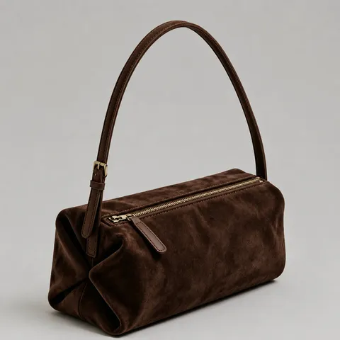 Damen Echte Leder Umhängetasche Retro Wildleder Handtasche Nische Design Casual Henkeltasche Reißverschluss Crossover Tasche