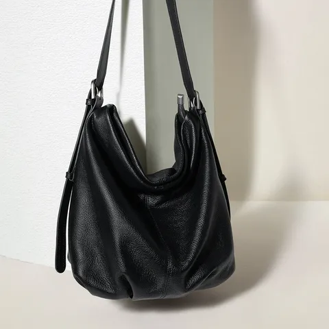 Damen Echte Leder Tragetasche Große Kapazität Weiches Rindsleder Umhängetasche Lässig Minimalistisch Hobo Handtasche