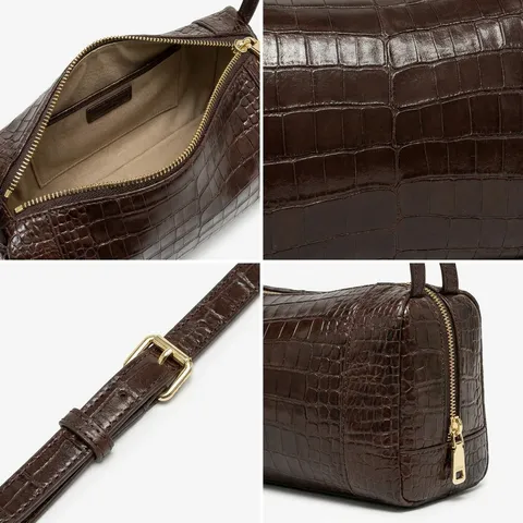 Damen Echtes Leder Krokodilmuster Umhängetasche Luxus Top Handle Crossbody Bag Lässig Chic Handtasche