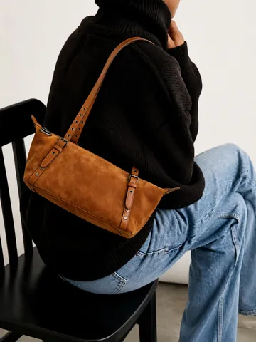 Damen Vintage Retro Geschliffenes Rindsleder Achseltasche Große Kapazität Pendeln Lässige Einfarbige Top Handle Umhängetasche