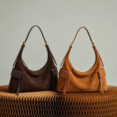 Damen Echtes Leder Umhängetasche Herbst Winter Casual Tote Bag Retro Wildleder Achseltasche Große Kapazität Handtasche