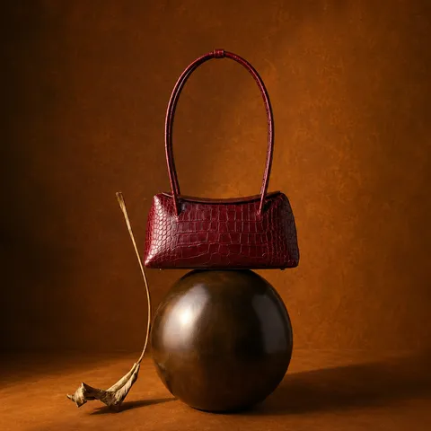 Damen Echtleder Kroko Muster Umhängetasche Retro Unterarm Tasche Mode Pendler Tote Handtasche