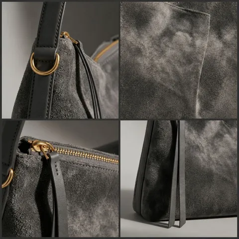 Damen Echtleder Umhängetasche Nubuk Pendler Crossbody Tasche Casual Einfarbig Große Kapazität Tägliche Handtasche