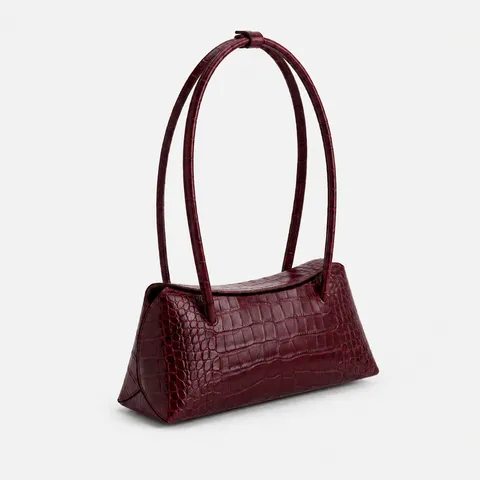 Damen Echtleder Kroko Muster Umhängetasche Retro Unterarm Tasche Mode Pendler Tote Handtasche