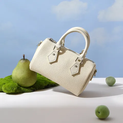 Damen Boston Tasche Echtes Leder Casual Minimalistisch Handtasche Griff Oben Umhängetasche Zylinder Pendler Tasche