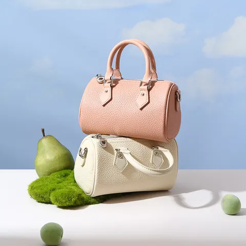 Damen Boston Tasche Echtes Leder Casual Minimalistisch Handtasche Griff Oben Umhängetasche Zylinder Pendler Tasche
