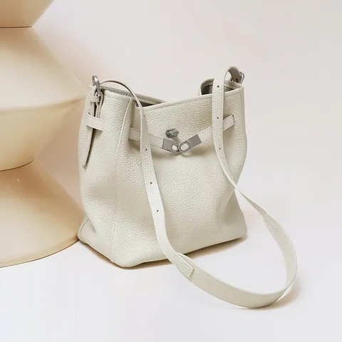 Damen Echtes Leder Eimer Tasche Luxus Designer Griff Umhängetasche Tragetasche Schultertasche Mit Metall Schloss Verschluss