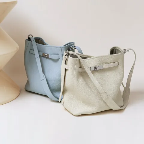 Damen Echtes Leder Eimer Tasche Luxus Designer Griff Umhängetasche Tragetasche Schultertasche Mit Metall Schloss Verschluss