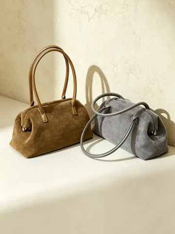 Damen Retro Geschliffenes Rindsleder Henkeltasche Große Kapazität Lässige Einfarbige Schulter Tragetasche Tägliche Pendler Handtasche