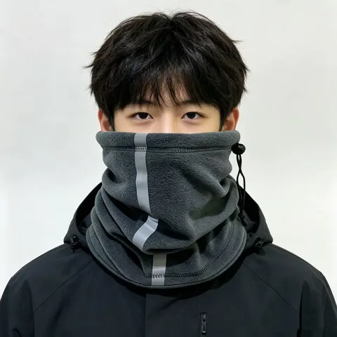 Calentador de Cuello de Forro Polar Reflectante para Ciclismo al Aire Libre en Invierno Máscara Facial de Esquí Cálida Antiviento Unisex