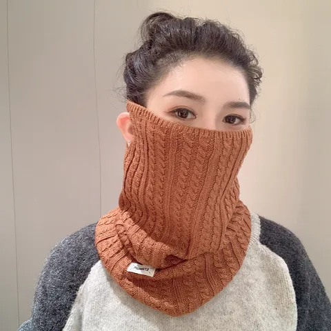 Maschera Scaldacollo in Maglia per Ciclismo all'aperto Invernale per Donna Uomo Scaldacollo in Maglia a Trecce Ispessito Antivento Protezione del Collo Maschera Facciale