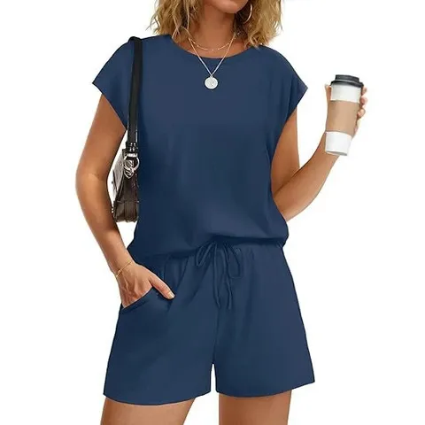 Women's Casual Loungewear Top And Bottom Sleeveless Solid Color Pockets Home Outerwear Cozy Matching Set For Summer Comfort