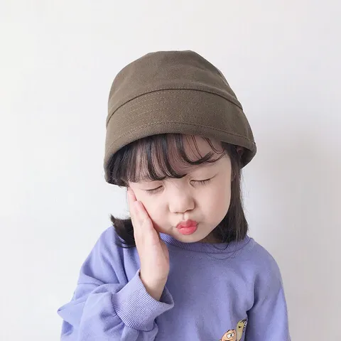 Automne Hiver Enfants Adultes Chapeau Bob Couleur Unie Décontracté Chaud Coupe-vent