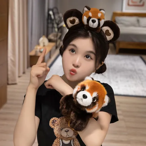 Lindo Juguete de Peluche de Animal Mapache Panda Tigre Loro Muñeca de Hombro Pulsera Slap Diadema Regalo para Niños