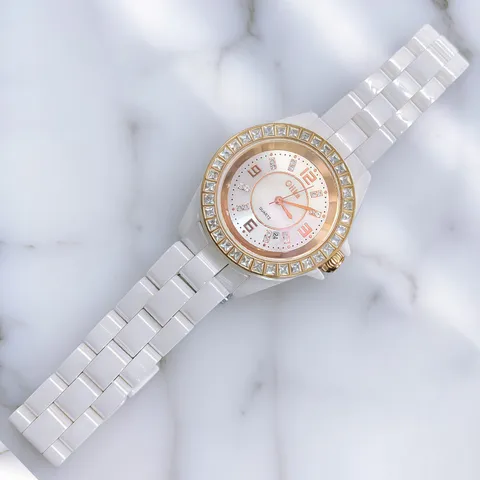 Women Ceramic Quartz Watch Fashion Waterproof Wristwatch With Rhinestone Bezel Ceramic Strap Elegant Ladies Luxury Timepiece