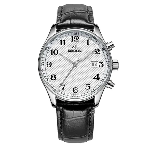 Classic Mens Quartz Watch Business Casual Waterproof Wristwatch With Calendar Big Digital Display Leather Strap Fashion Watch