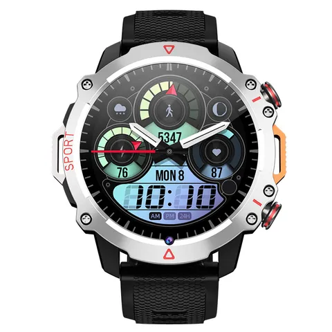 Round Smart Watch Titanium Alloy Silicone Sport Smartwatch Heart Rate GPS Positioning Card Insert For Men