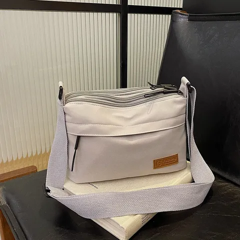 Unisex Casual Canvas Crossbody Bag Multi-Pocket Large Capacity Shoulder Bag Japanese Style Travel Satchel Bag