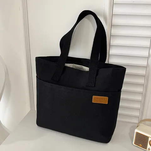 Sac Cabas en Toile Grande Capacité Décontracté pour Femmes Sac Bandoulière Simple Commuter Sac à Livres Étudiant