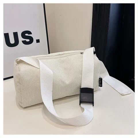 Minimalist Corduroy Crossbody Bag For Women Casual Solid Color Shoulder Bag Soft Large Capacity Zipper Pouch Handbag