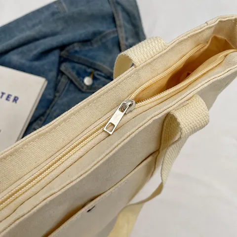 Large Capacity Canvas Tote Bag For Women Casual Commuting Shoulder Bag Vintage Simple Shopper Bag Daily Handbag