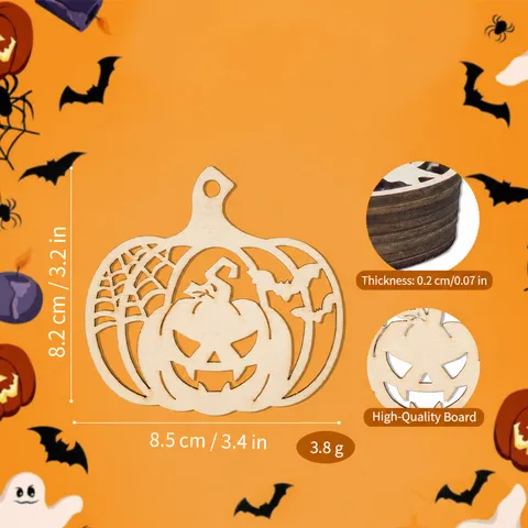 Rodajas de Madera de Calabaza de Halloween sin Terminar para Manualidades DIY Etiquetas Colgantes de Madera en Blanco para Fiesta