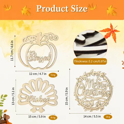 Decorazione Tavola in Legno Ringraziamento Natale Bosso Tagliato a Laser Zucca Tacchino Foglia di Acero Segnaposto Decorativi Ornamento Piatti