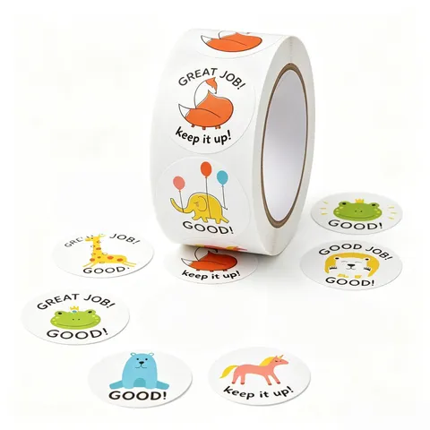Round Adhesive Animal Reward Stickers For Kids Classroom Motivation Teachers Encouragement Labels Reward Supplies
