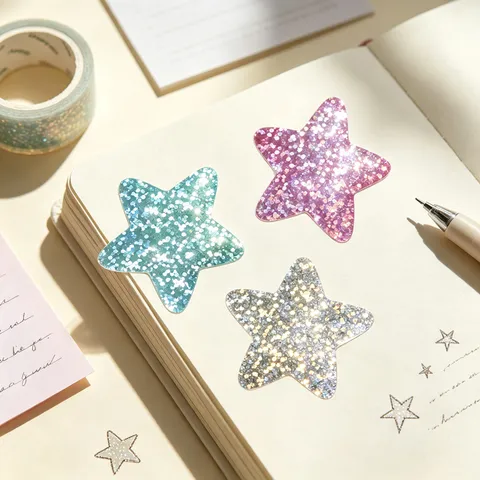 Holographic Star Stickers For DIY Journal Decoration Self-Adhesive Pentagram Laser Stickers For Gift Wrapping Stationery Decor