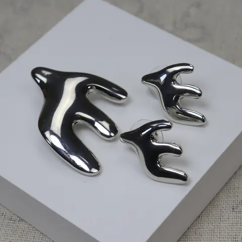Mode Alliage Hirondelle Broche Et Boucles d'Oreilles Argent Sterling 925 Set Élégant Femmes Bijoux Décoratifs Cadeau