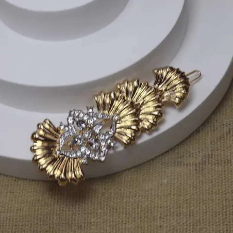 Pince à Cheveux en Strass en Métal de Style Français Vintage Élégantes Barrettes Florales Accessoires de Cheveux en Cristal pour Femmes