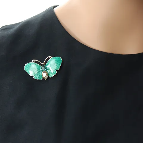Broche Papillon en Émail Vintage Épingle Alliage Strass Corsage Vêtements Accessoires Bijoux Cadeau Pour Femmes