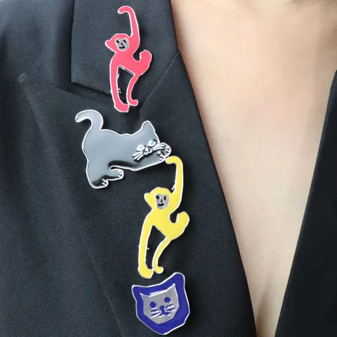 Broche Épingle Animale et Végétale en Émail Vintage Jolie Hibou Singe Cerf Chat Broches Bijoux de Mode Cadeau pour Femmes