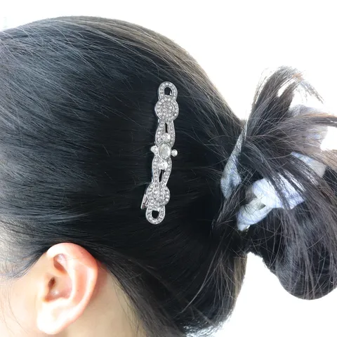 Pince à Cheveux en Métal de Style Français Vintage Strass Accessoires de Coiffure Élégante Barrette Ancienne pour Femmes