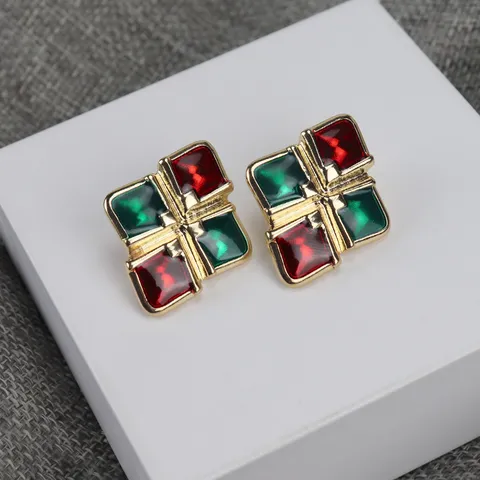 Boucles d'Oreilles Clous Émail Losange Baroque Vintage Avec Tige en Argent Sterling 925 Bijoux de Mode en Alliage Géométrique pour Femmes