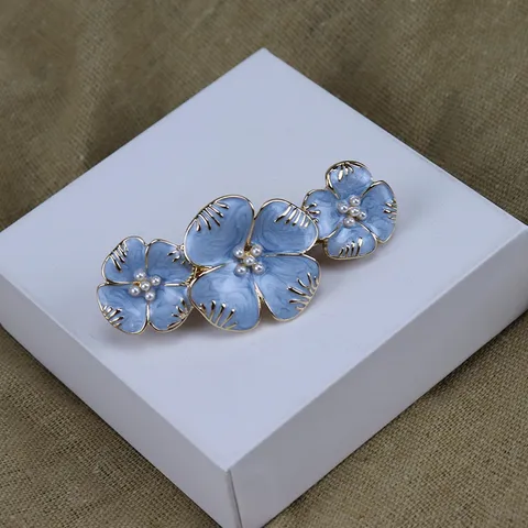 Pince à Cheveux Fleur de Perle Artificielle Émaillée Vintage Pince Latérale Élégant Accessoire de Cheveux en Alliage pour Femmes
