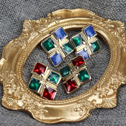 Boucles d'Oreilles Clous Émail Losange Baroque Vintage Avec Tige en Argent Sterling 925 Bijoux de Mode en Alliage Géométrique pour Femmes