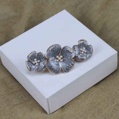 Pince à Cheveux Fleur de Perle Artificielle Émaillée Vintage Pince Latérale Élégant Accessoire de Cheveux en Alliage pour Femmes