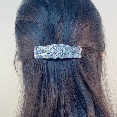 Pince à Cheveux Gravée Romaine en Alliage Rétro Pince à Ressort Automatique en Métal Vintage Accessoires pour Femmes