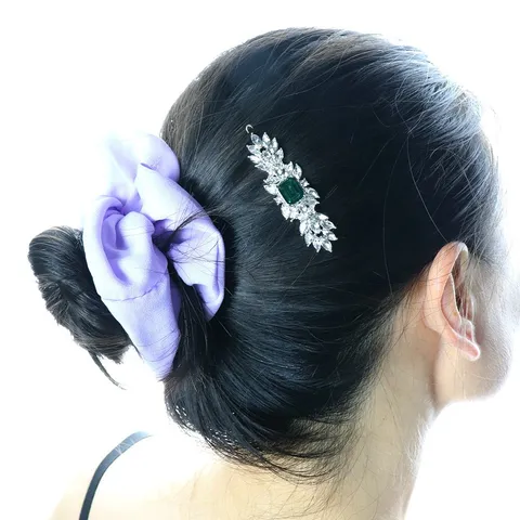 Vintage Style Français Pince à Cheveux en Métal Femmes Strass Pierre Précieuse Verte Barrettes Accessoires Cheveux