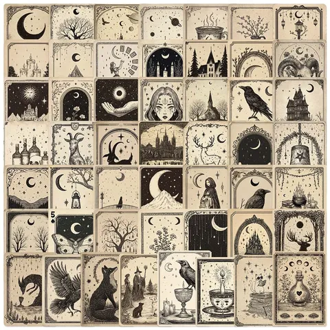 Gotische Tarot Karte Graffiti Aufkleber Wasserdichte PVC Abziehbilder Für Gepäck Laptop Handy Skateboard Ästhetische Kunst Dekor