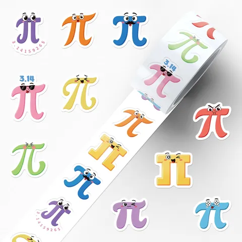 Cartoon Pi Mathe Symbol Rollen Aufkleber Wasserdicht PVC Klebeaufkleber Für Laptop Umschlag DIY Siegel Schreibwaren Deko