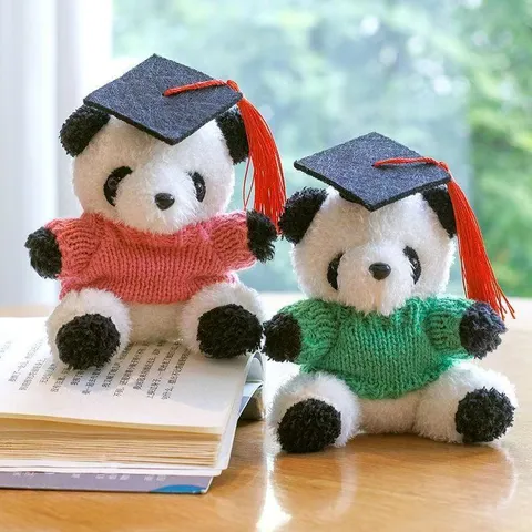 Graduation Panda Plush Toy Pendant Doctor Hat Stuffed Animal Doll School Graduation Ceremony Gift Keychain